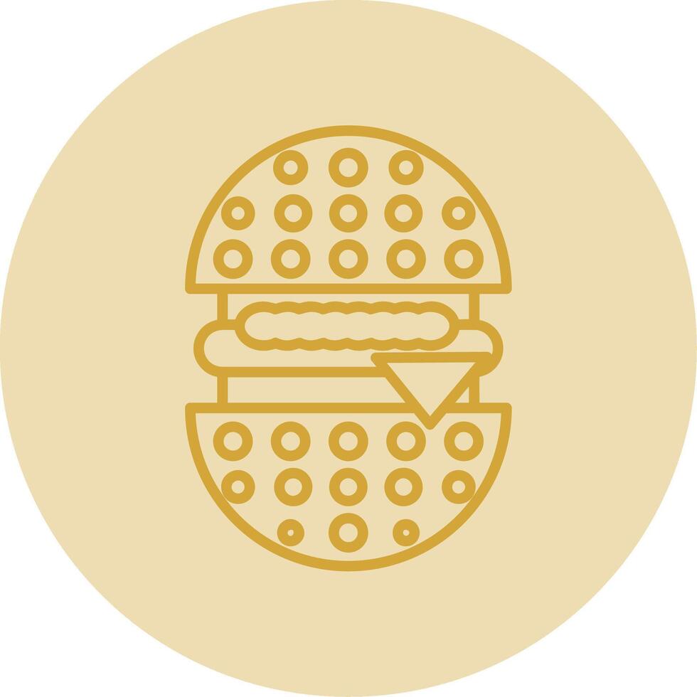 Burger Line Yellow Circle Icon vector