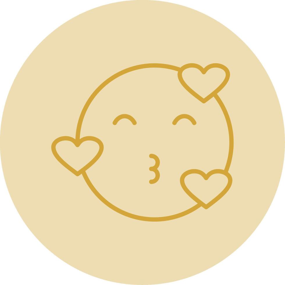 Kiss Line Yellow Circle Icon vector