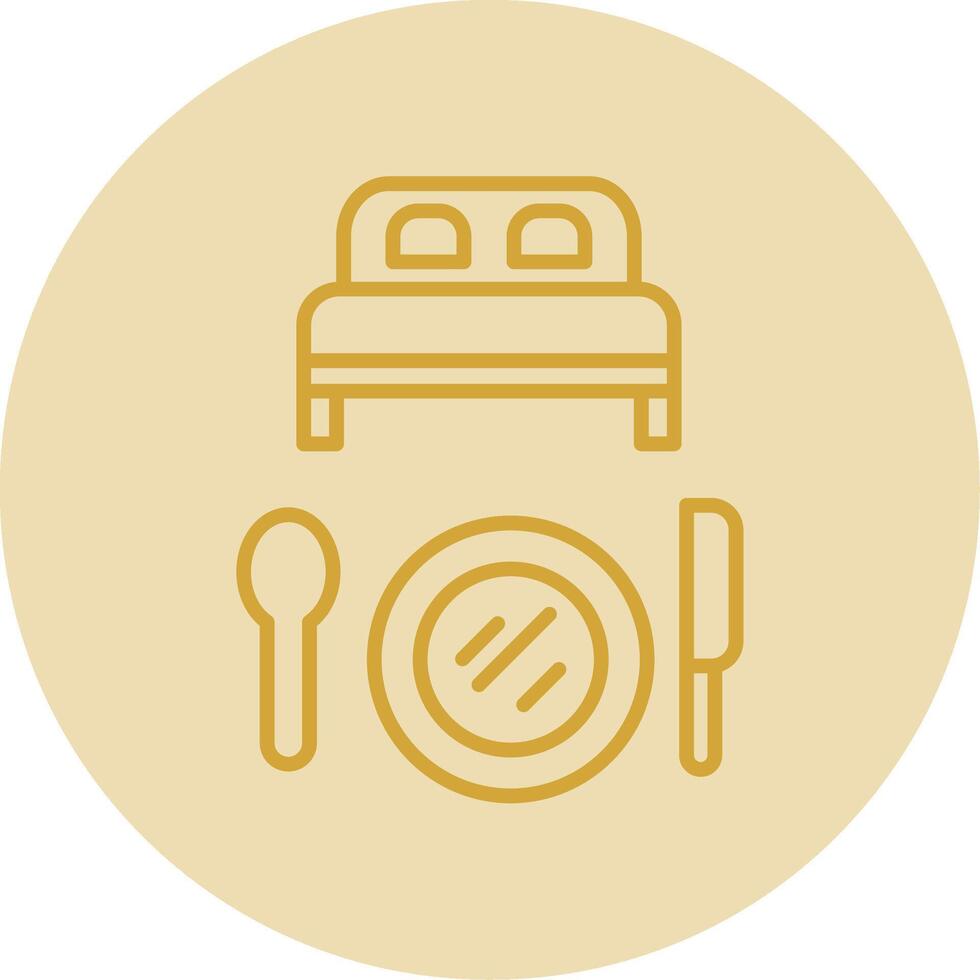 Bed And Breakfast Line Yellow Circle Icon vector