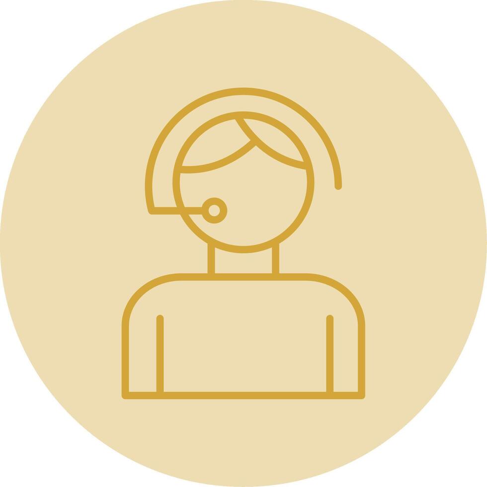 Call Center Agent Line Yellow Circle Icon vector