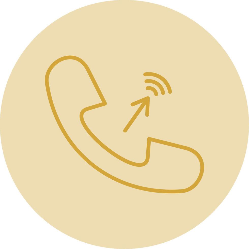 Phone Call Line Yellow Circle Icon vector