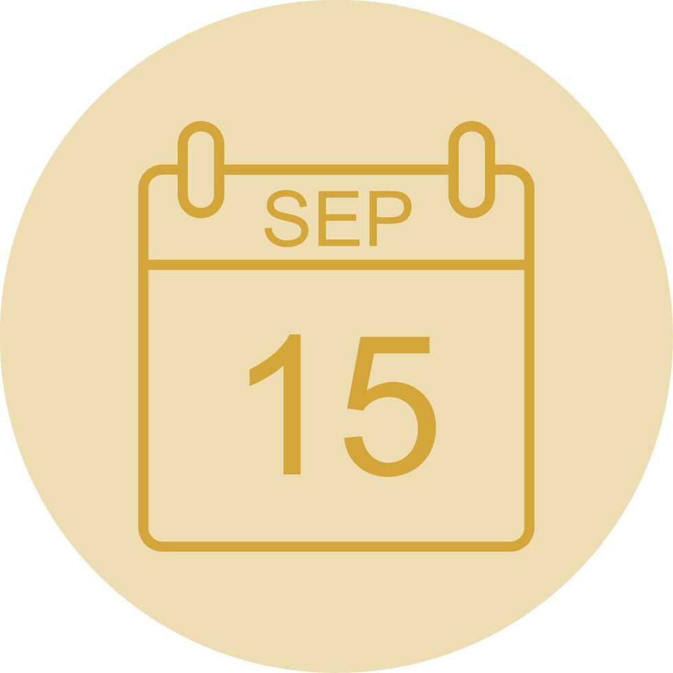 September Line Yellow Circle Icon vector