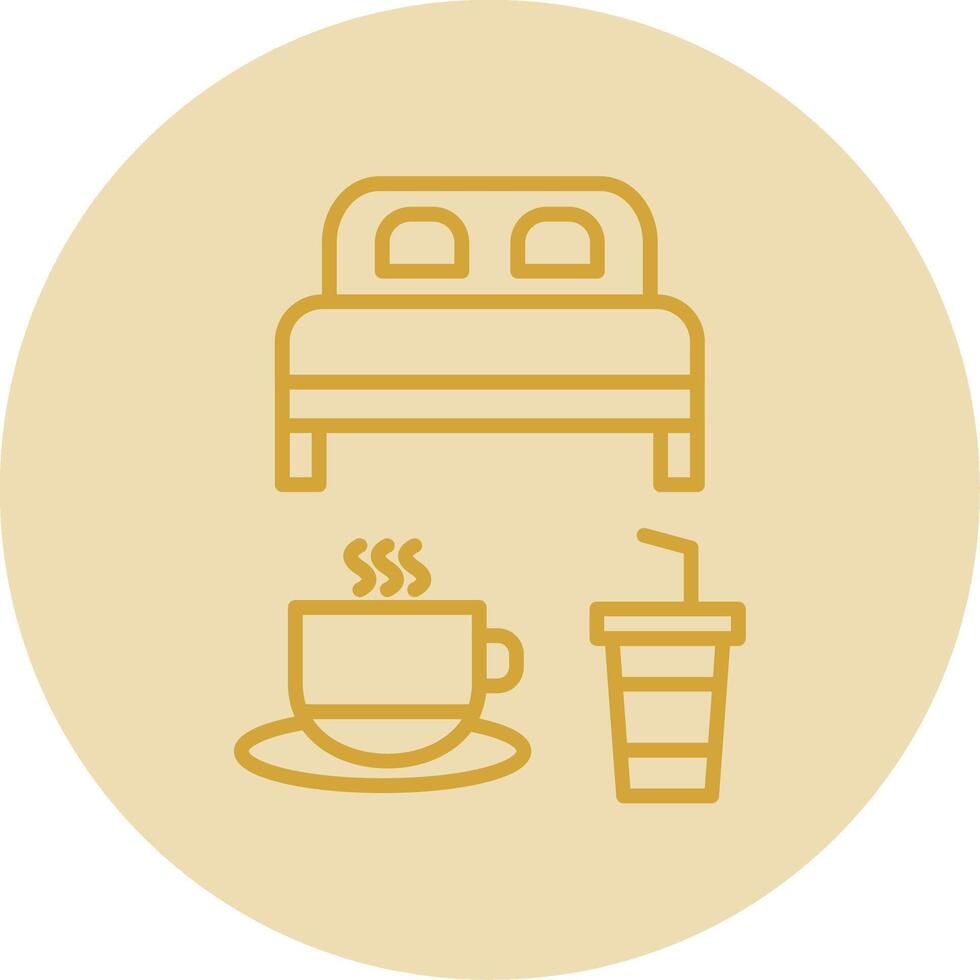 Bed And Breakfast Line Yellow Circle Icon vector