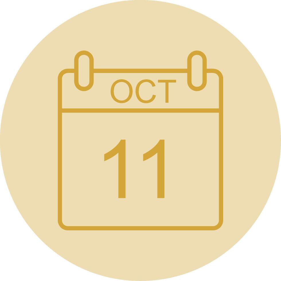 October Line Yellow Circle Icon vector