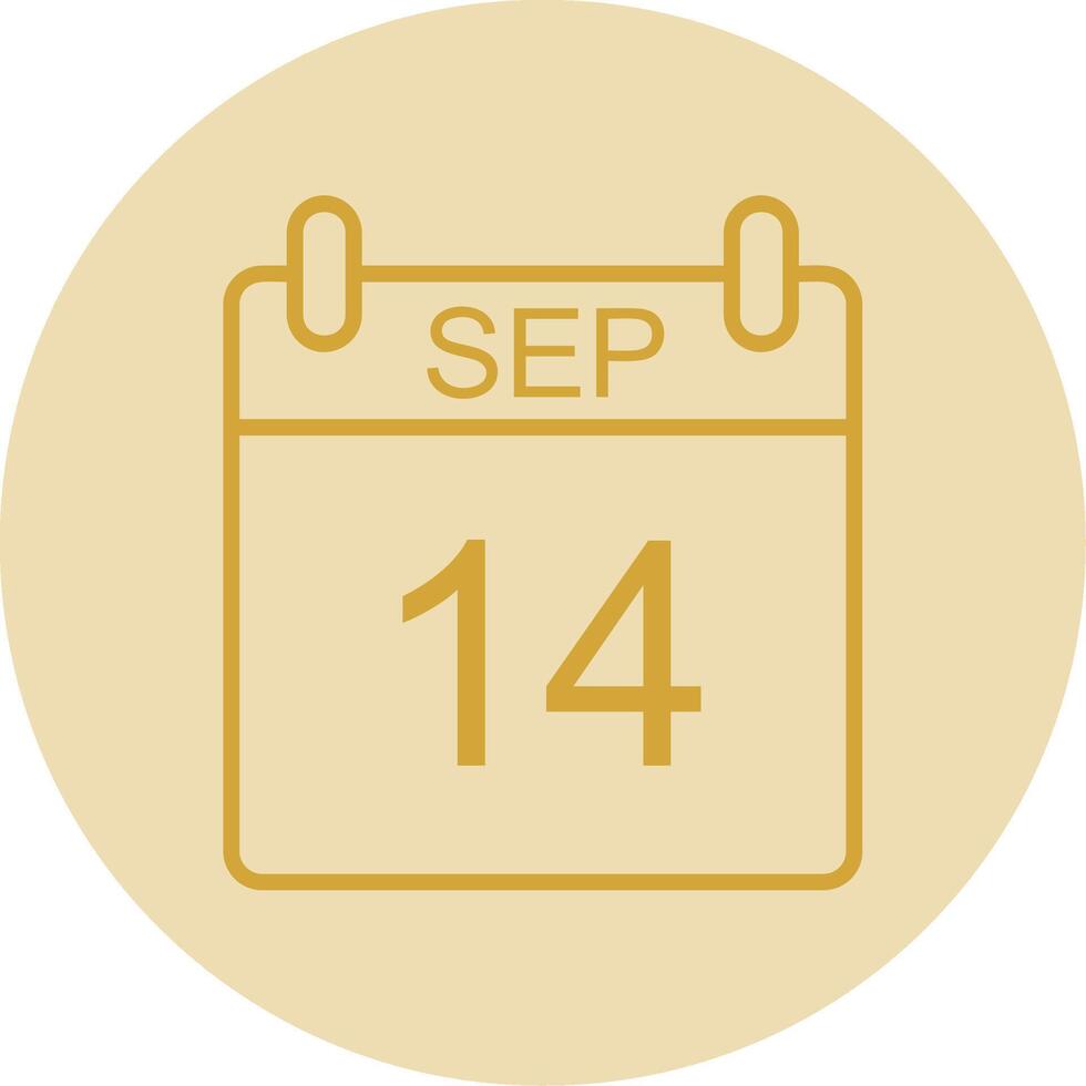 September Line Yellow Circle Icon vector