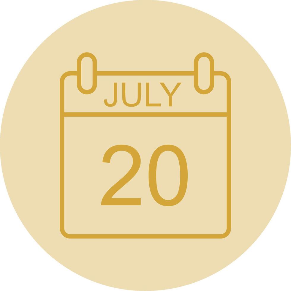 July Line Yellow Circle Icon vector