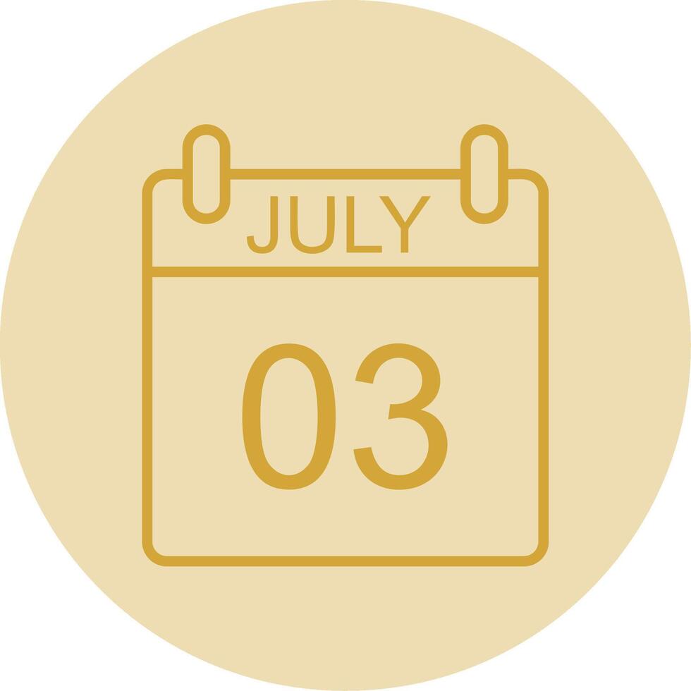 July Line Yellow Circle Icon vector