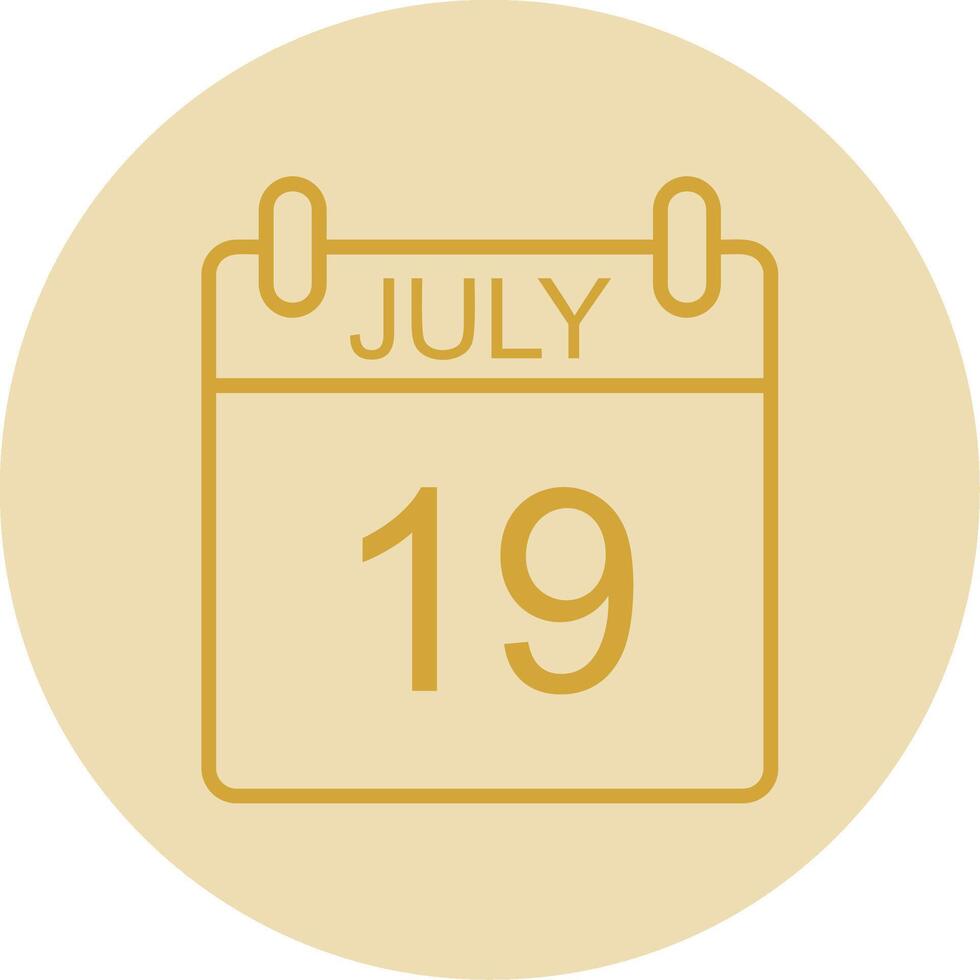 July Line Yellow Circle Icon vector