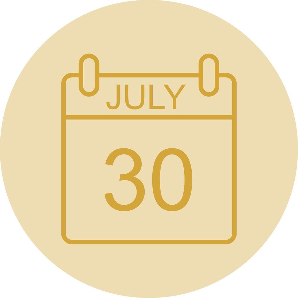 July Line Yellow Circle Icon vector
