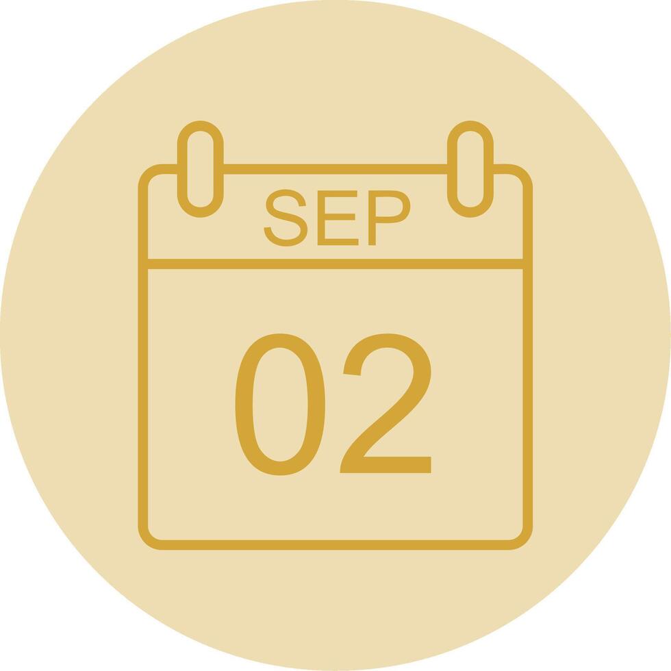 September Line Yellow Circle Icon vector