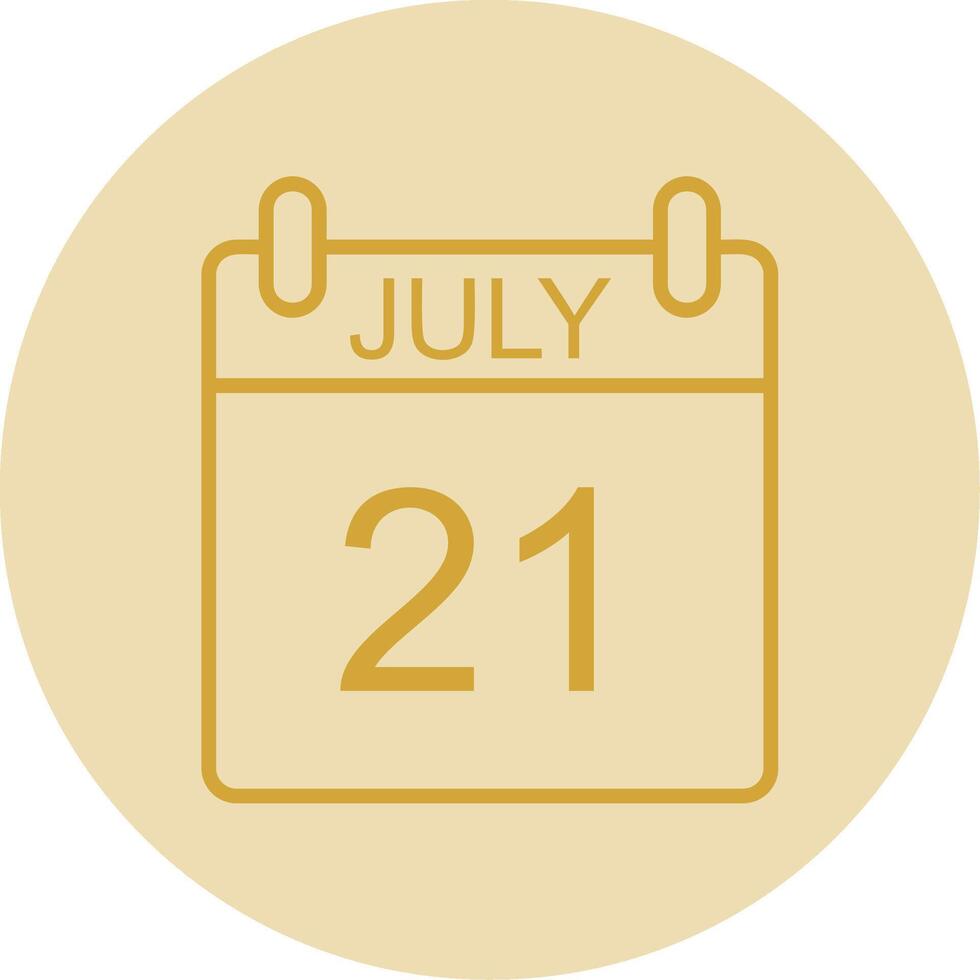 July Line Yellow Circle Icon vector