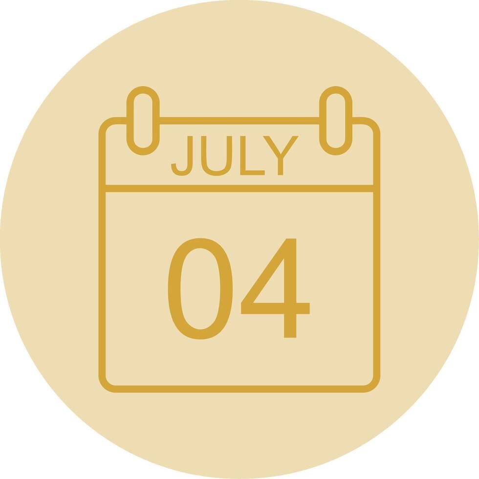 July Line Yellow Circle Icon vector