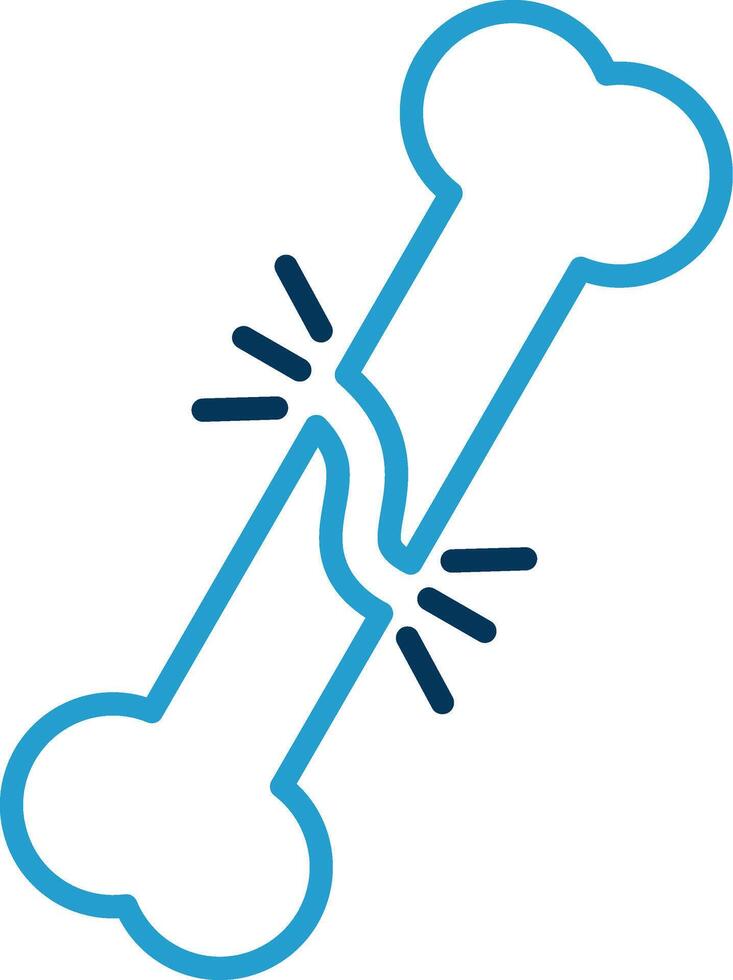 Broken Bone Line Blue Two Color Icon vector