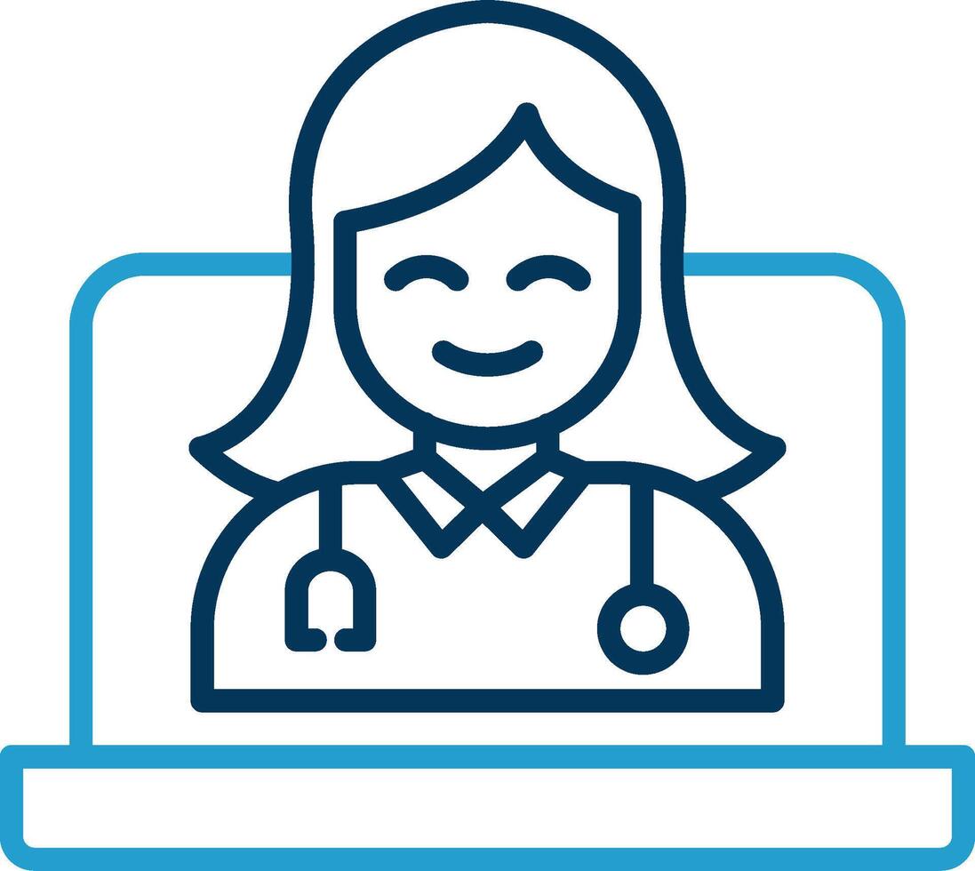 OnLine Blue Two Color Doctor Line Blue Two Color Icon vector
