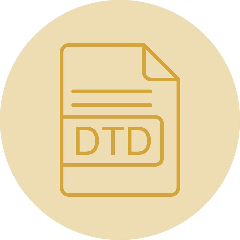 dtd archivo formato línea amarillo circulo icono vector