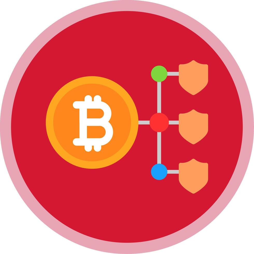 Bitcoin Blockchain Flat Multi Circle Icon vector