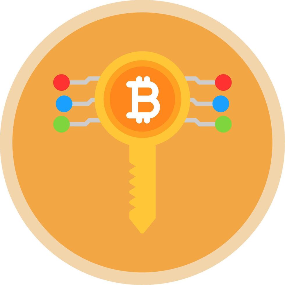 Bitcoin Key Flat Multi Circle Icon vector