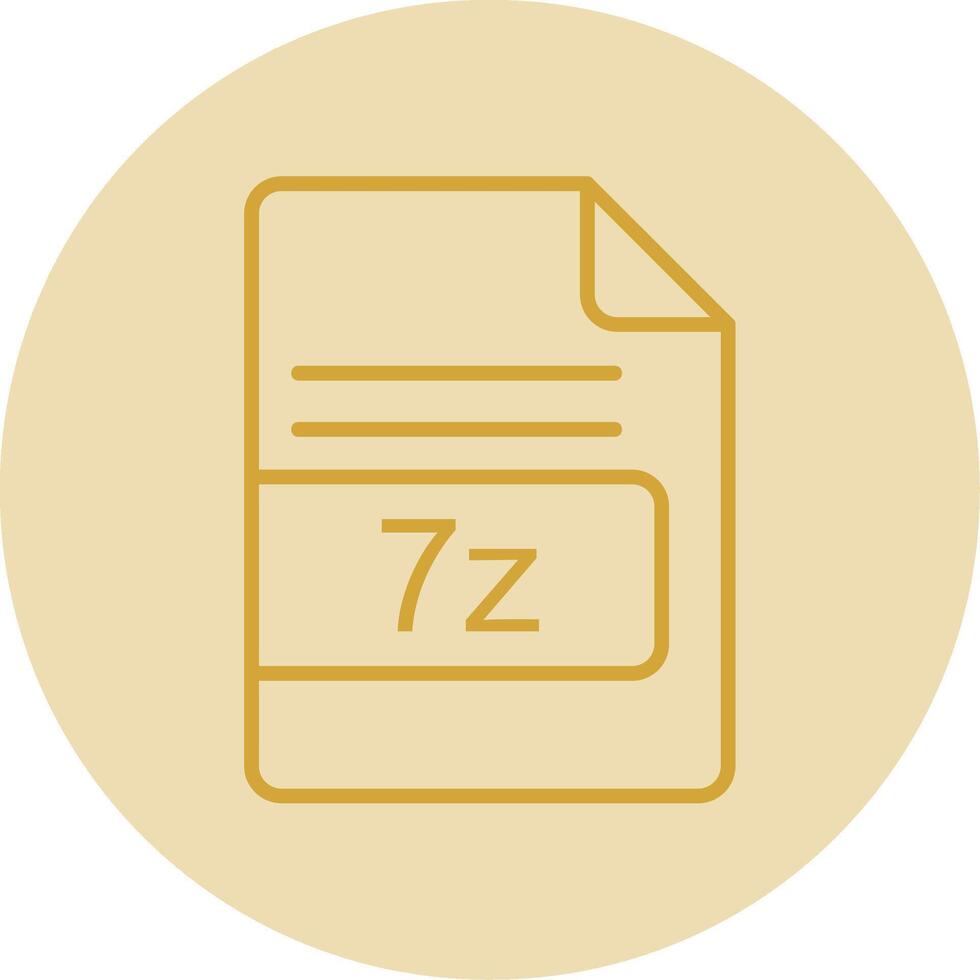 7z archivo formato línea amarillo circulo icono vector