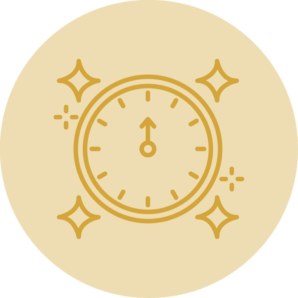 New Year Line Yellow Circle Icon vector