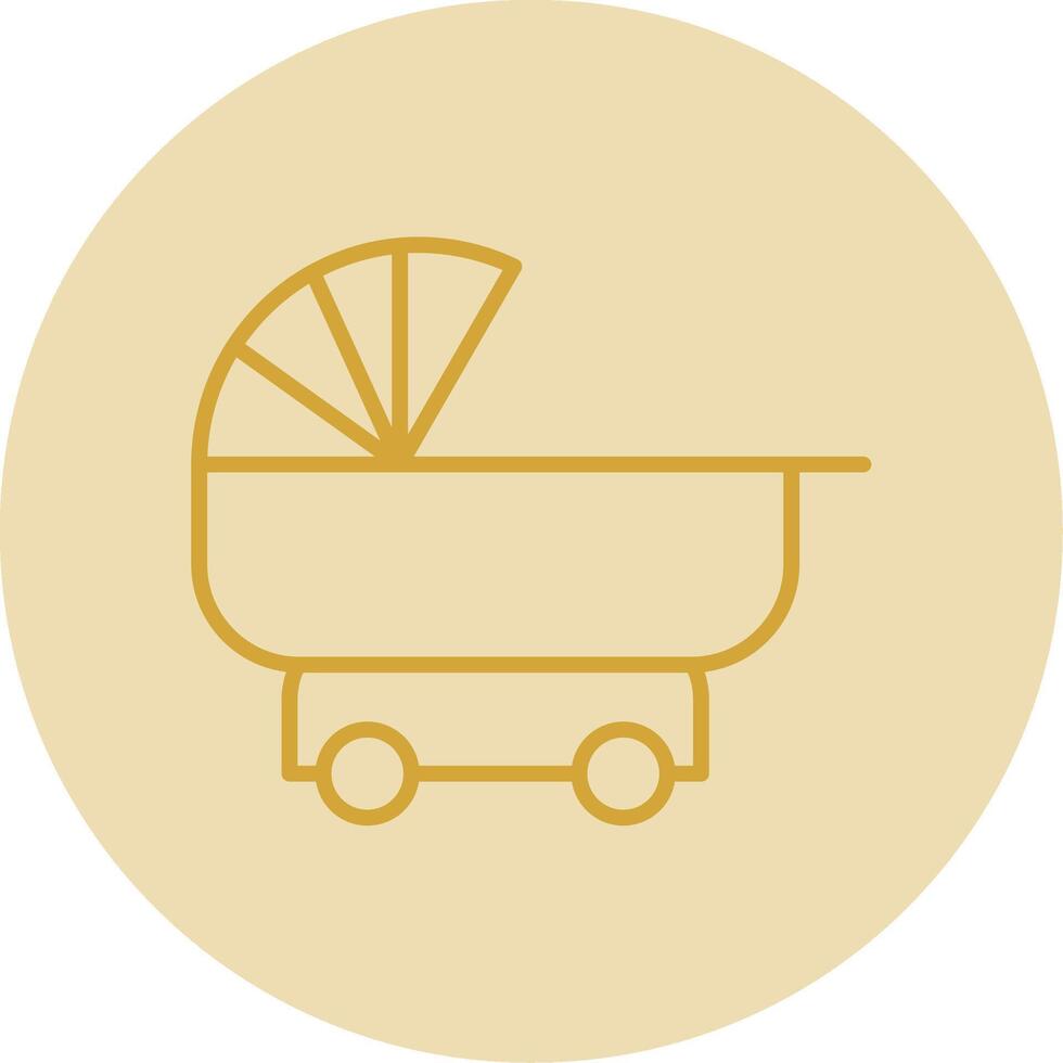 Pram Line Yellow Circle Icon vector