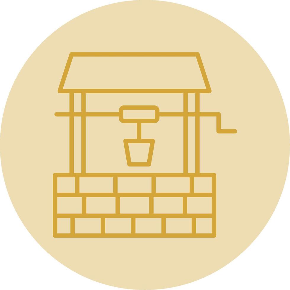 Water Well Line Yellow Circle Icon vector