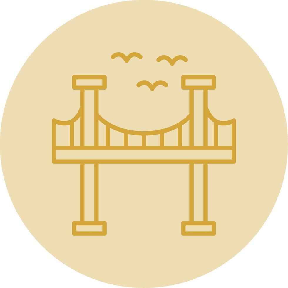 Bridge Line Yellow Circle Icon vector