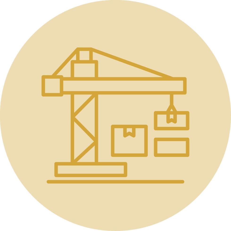 grua línea amarillo circulo icono vector