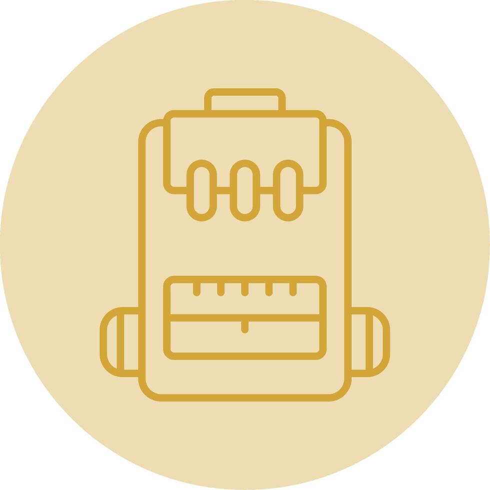 Backpack Line Yellow Circle Icon vector