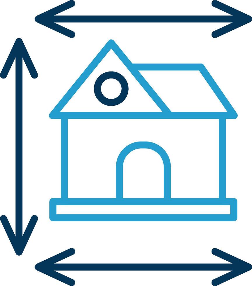 Home Dimensions Line Blue Two Color Icon vector