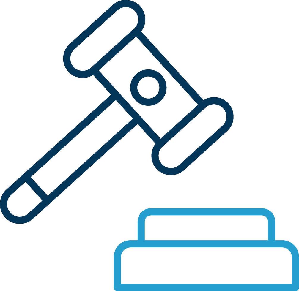 Auction Line Blue Two Color Icon vector
