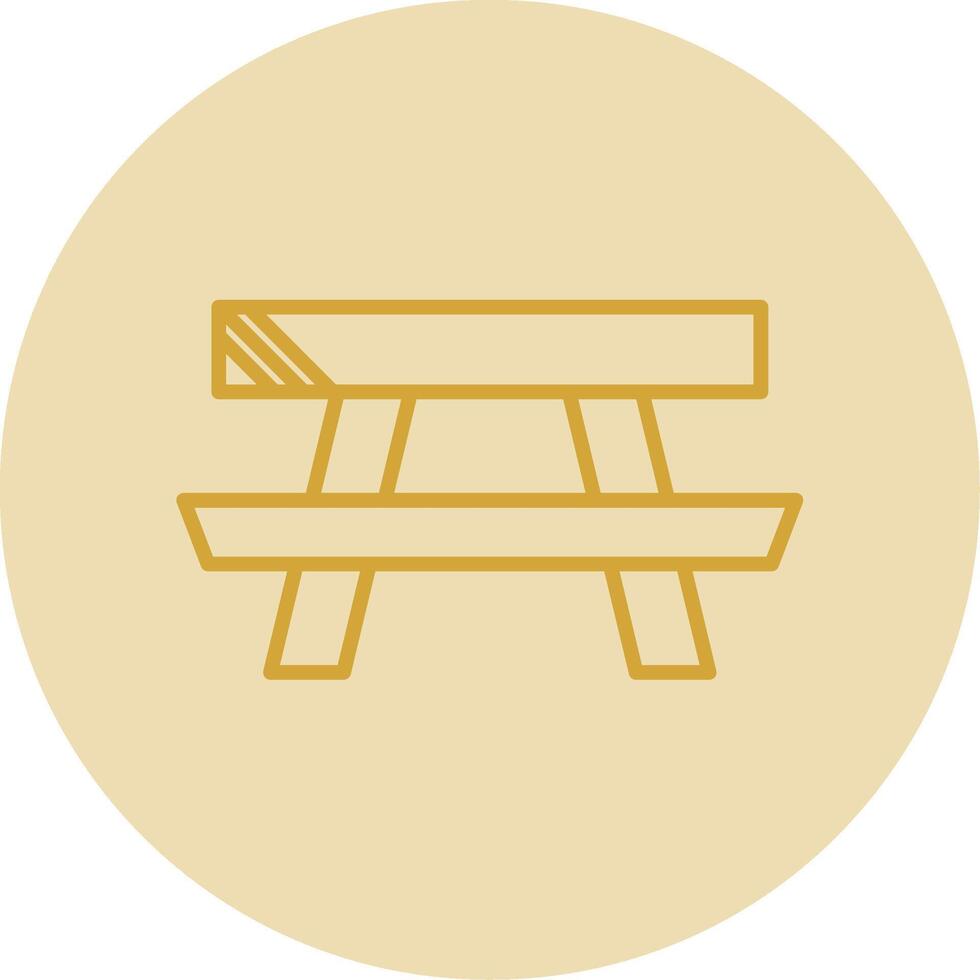Picnic Table Line Yellow Circle Icon vector