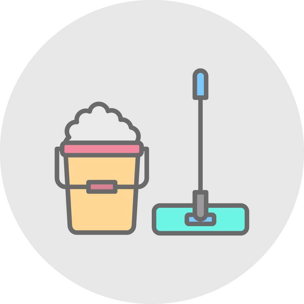 Mop Line Filled Light Icon vector