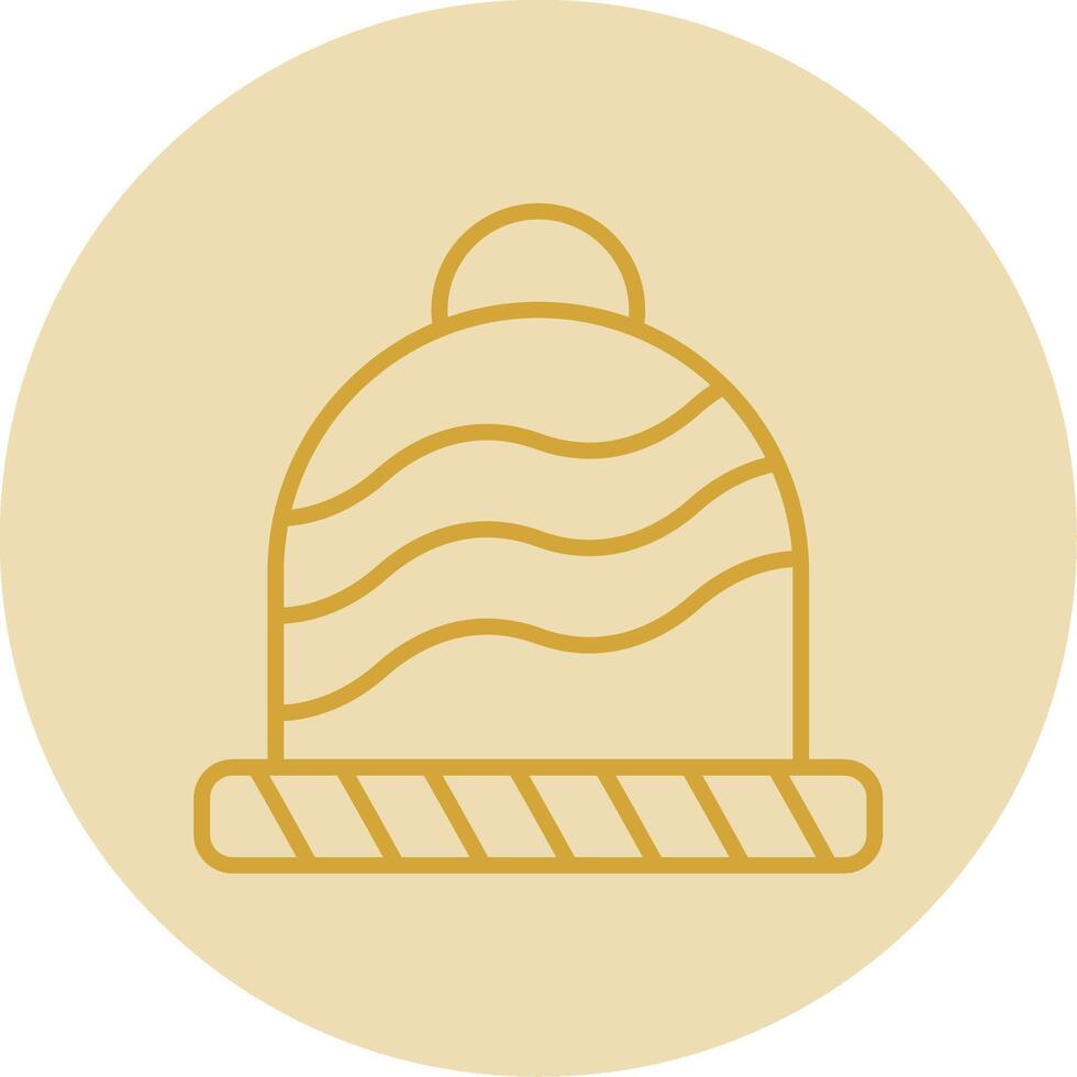 Wool Hat Line Yellow Circle Icon vector