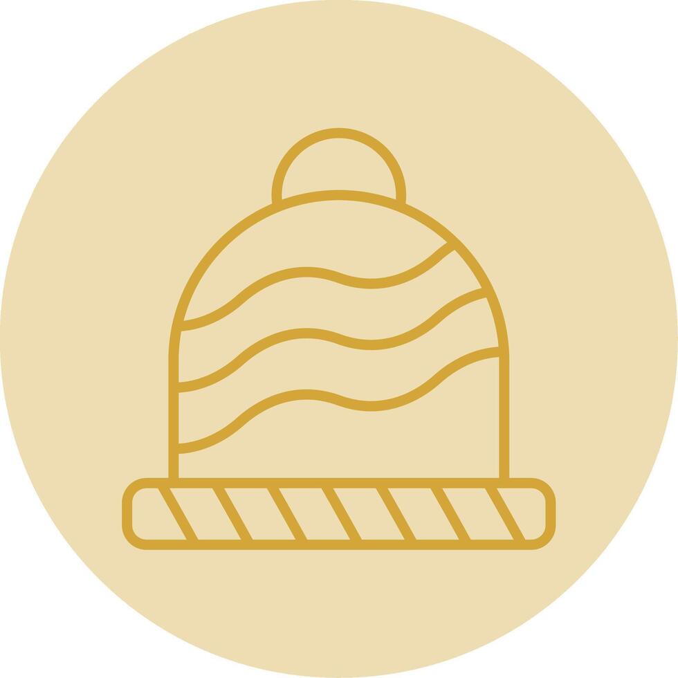 Wool Hat Line Yellow Circle Icon vector