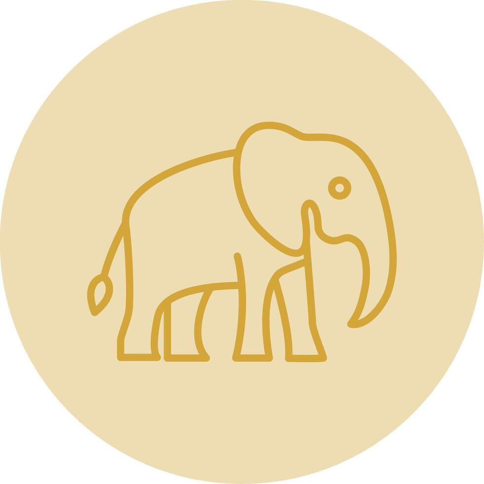 Elephant Line Yellow Circle Icon vector