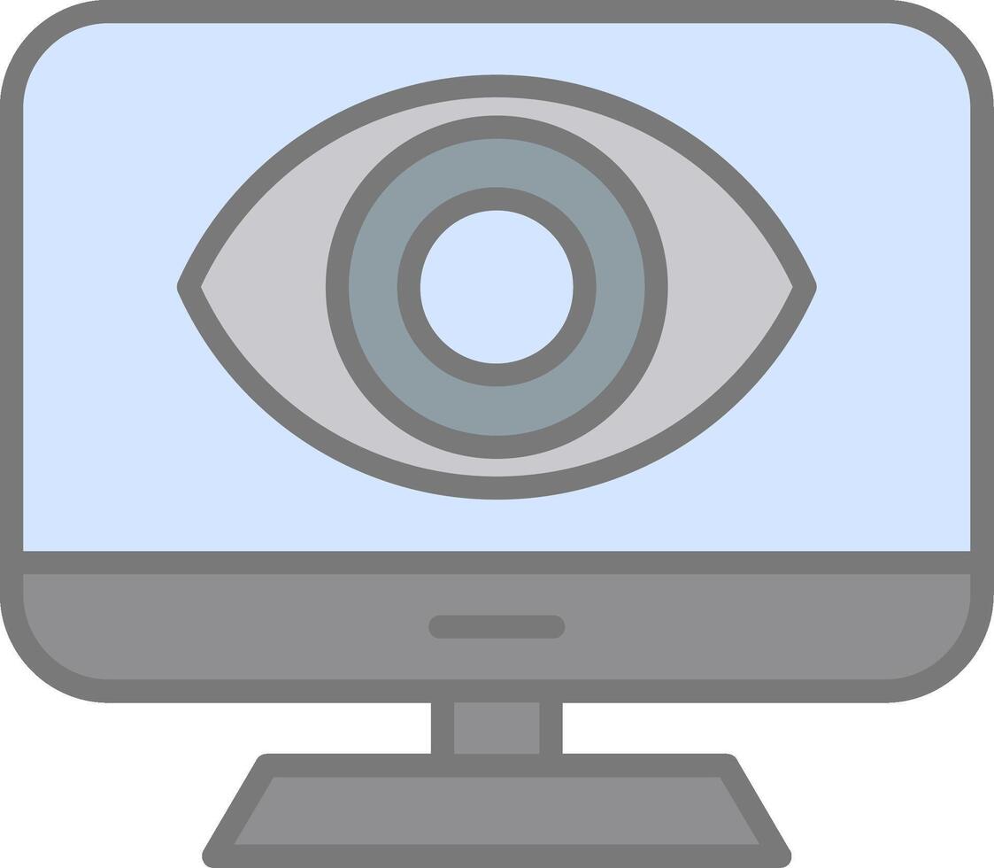 Computer Line Filled Light Icon vector