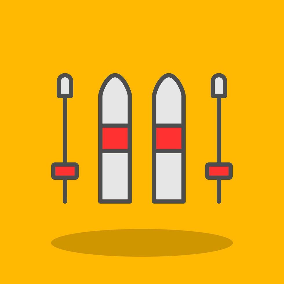 Skiing Filled Shadow Icon vector