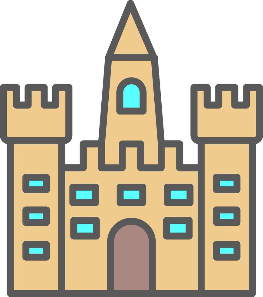 Sand Castle Line Filled Light Icon vector