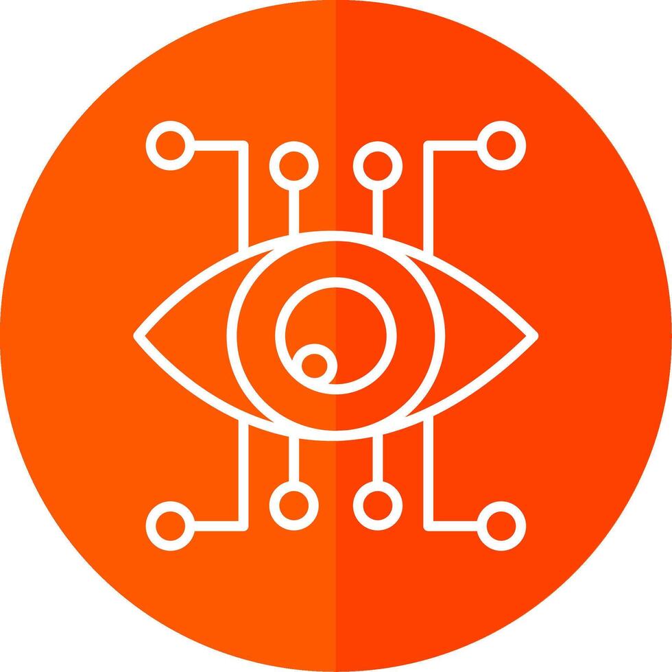 Eye Recognition Line Red Circle Icon vector