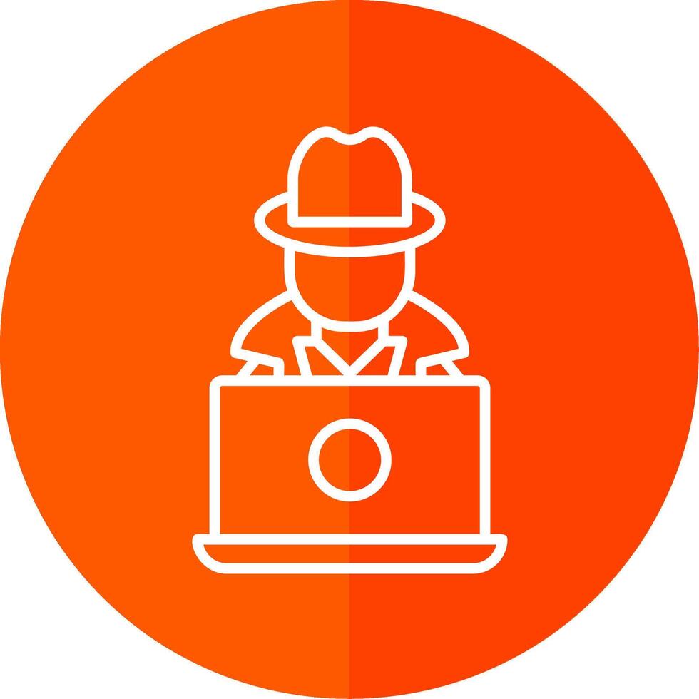 Hacker Line Red Circle Icon vector