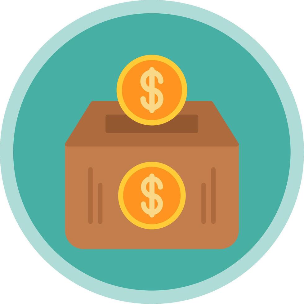 Money Box Flat Multi Circle Icon vector