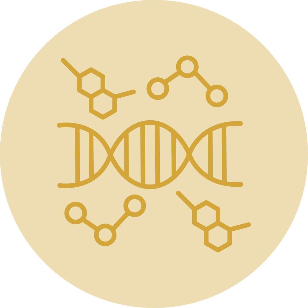 DNA Line Yellow Circle Icon vector