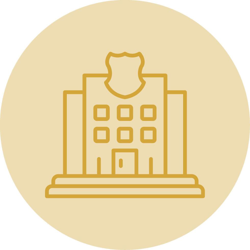 Police Station Line Yellow Circle Icon vector