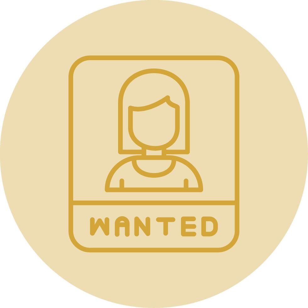 Wanted Line Yellow Circle Icon vector