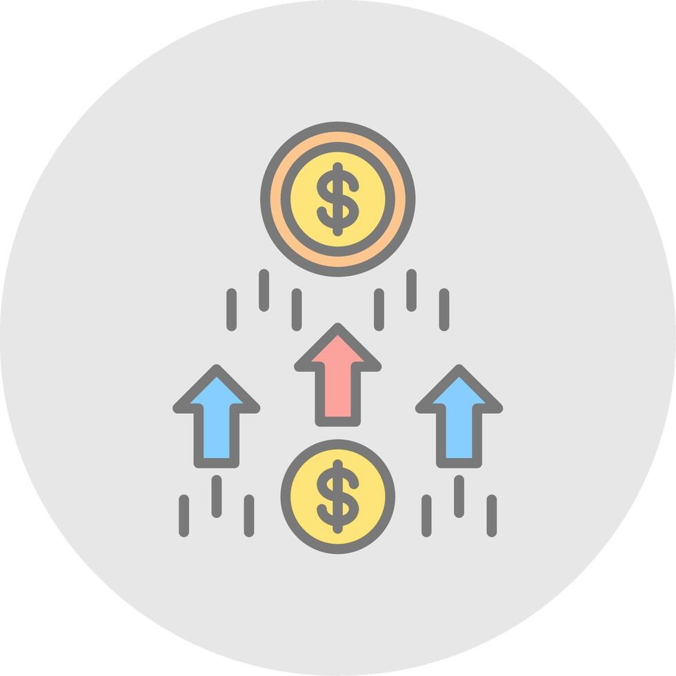 Money Growth Line Filled Light Icon vector