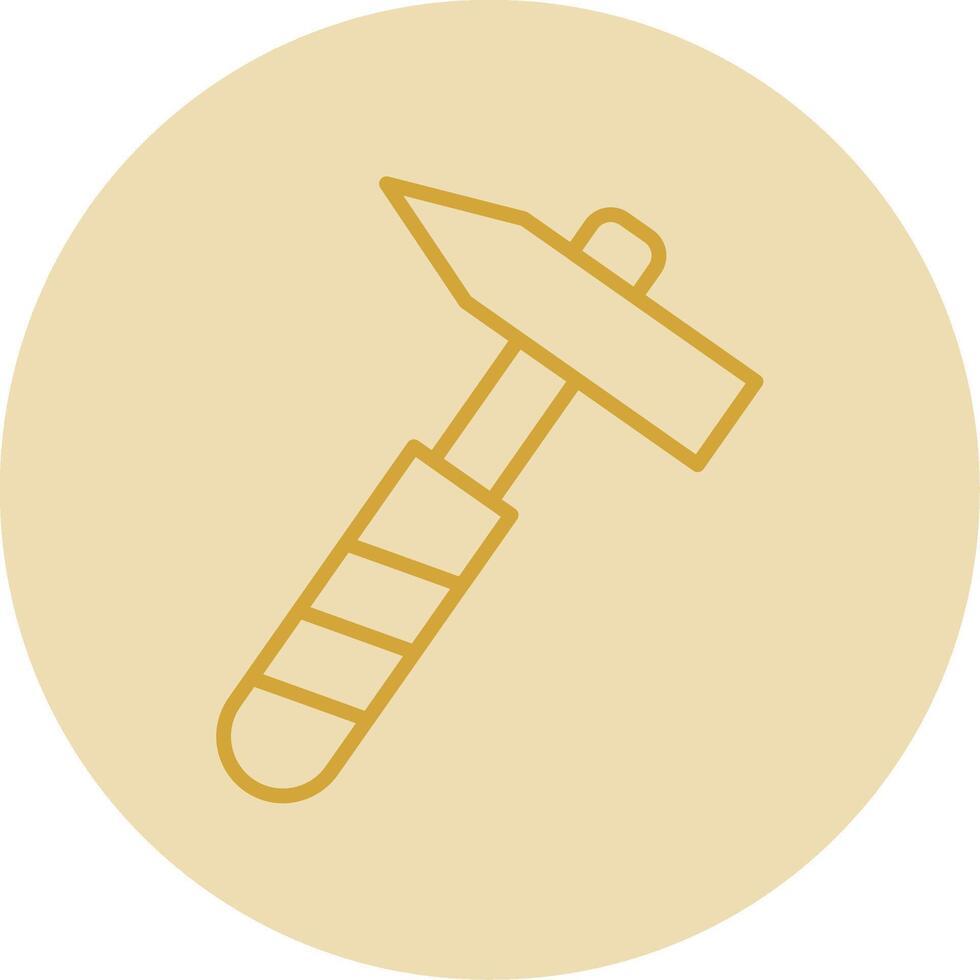 recoger martillo línea amarillo circulo icono vector