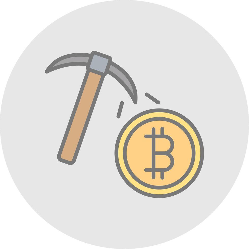 Bitcoin Mining Line Filled Light Icon vector