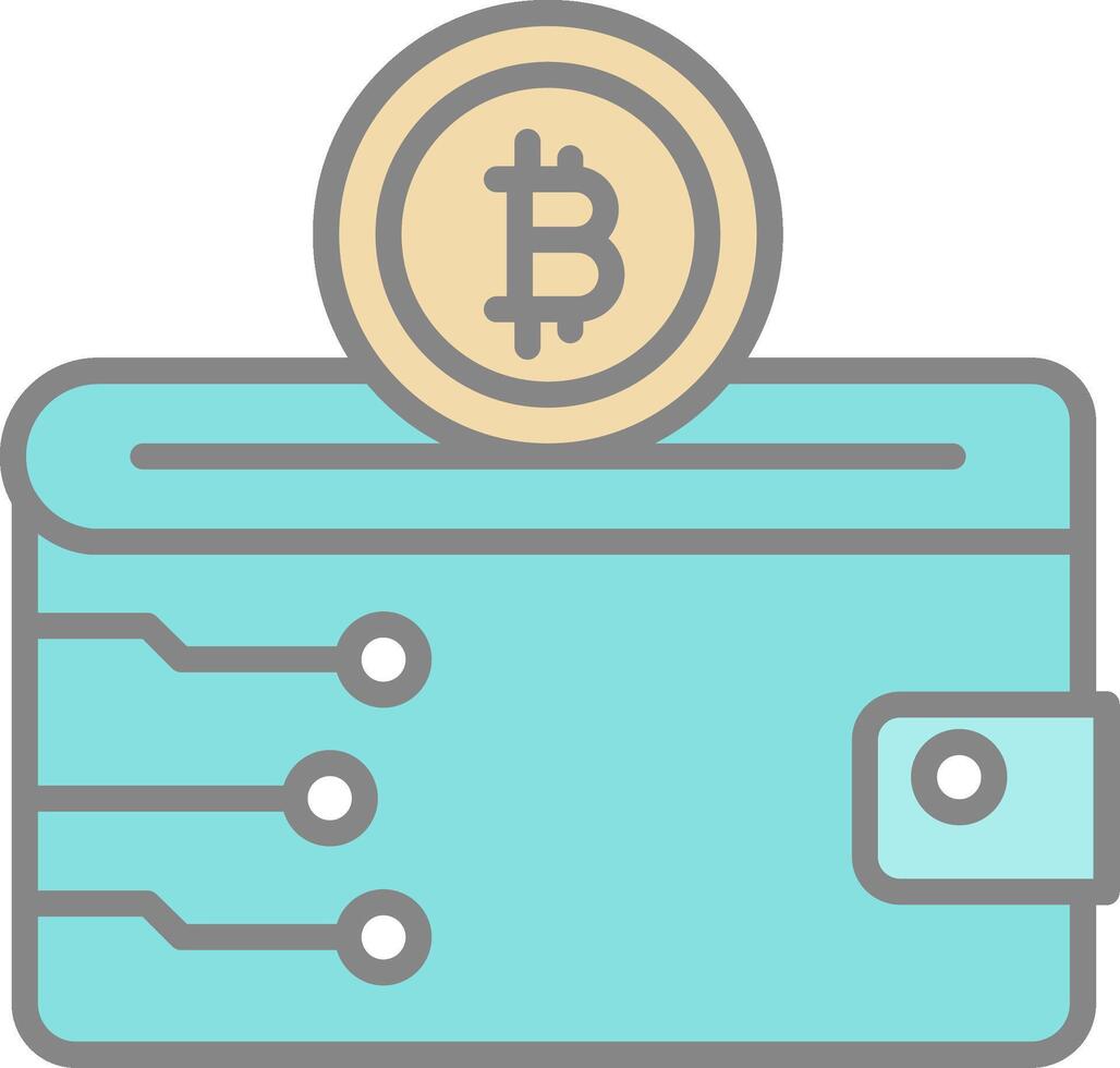 Cryptocurrency Wallet Line Filled Light Icon vector