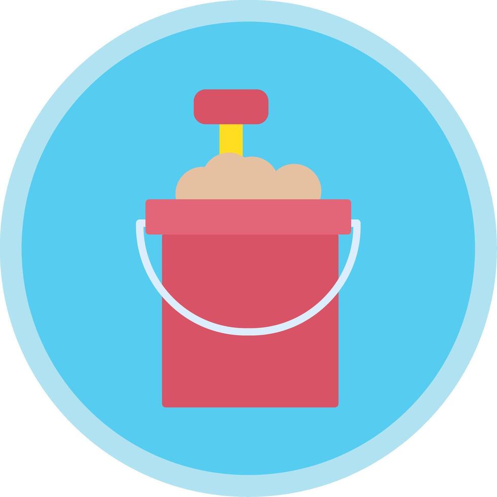 Sand Bucket Flat Multi Circle Icon vector