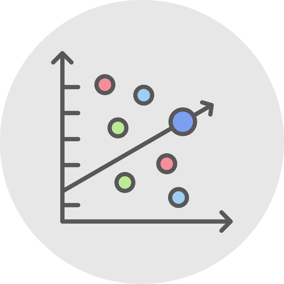 dispersión grafico línea lleno ligero icono vector